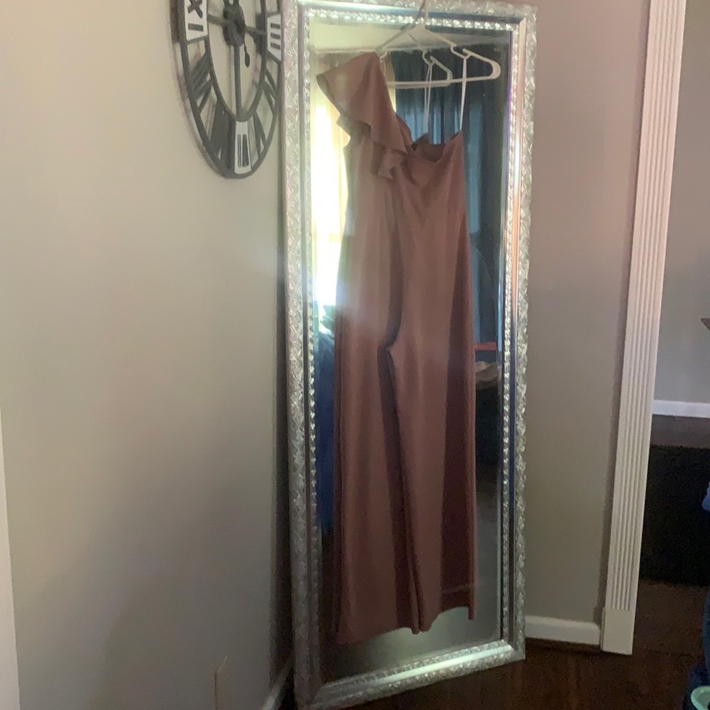 Off the shoulder pant suit Taupe